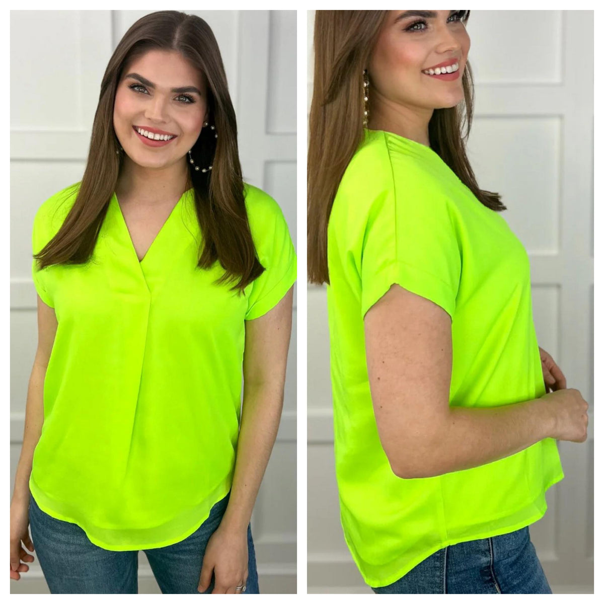 Whitney Woven Blouse- NEON LIME