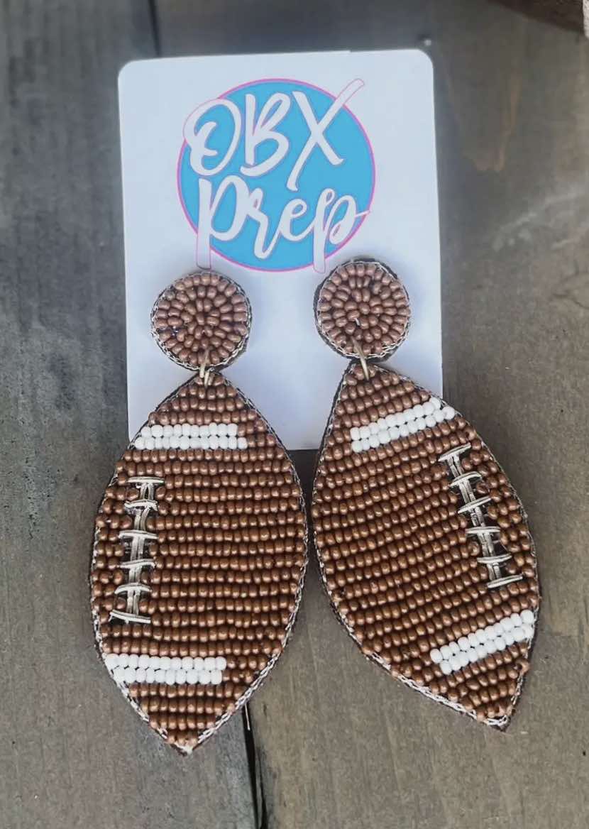 Football Seed Beaded Drop Earrings