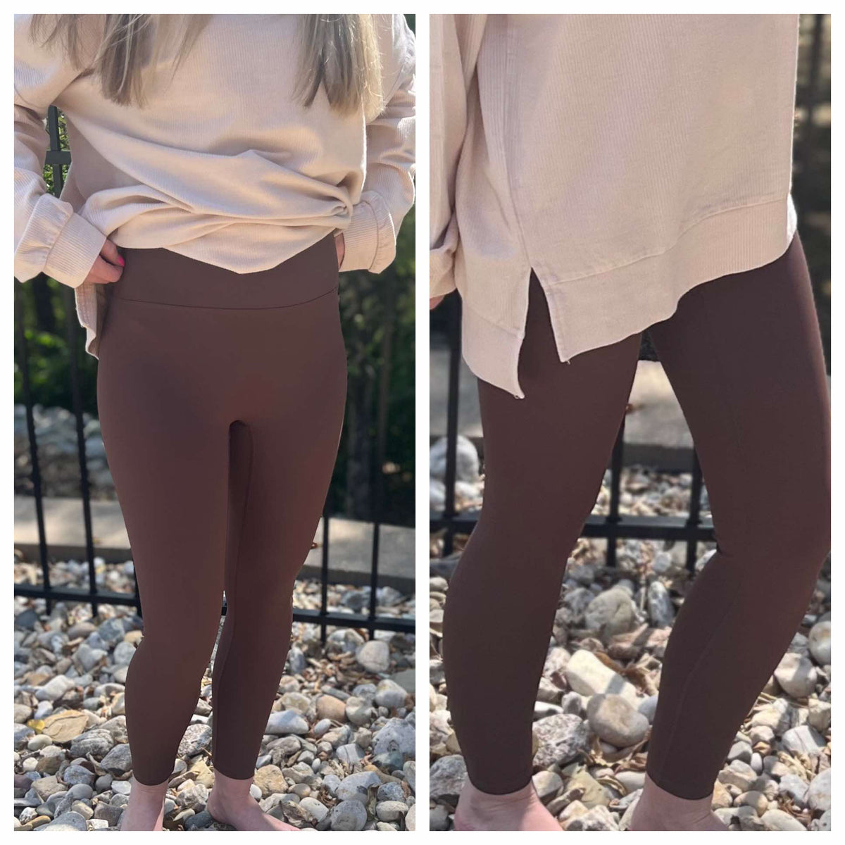 Julie Basic Seamless Leggings-chocolate